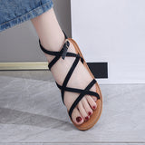 Sohiwoo Women Crisscross Strappy Flat Sandals Open Toe Ankle Strap Sandals