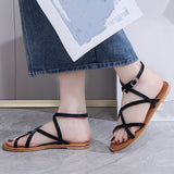 Sohiwoo Women Crisscross Strappy Flat Sandals Open Toe Ankle Strap Sandals