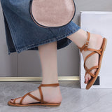 Sohiwoo Women Crisscross Strappy Flat Sandals Open Toe Ankle Strap Sandals