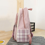 Sohiwoo 3pcs Kawaii Plaid Backpack Set Large Capacity Laptop Daypack School Bag & Tote Bag For Girls