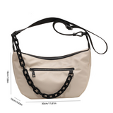 Sohiwoo Casual Large Capacity Hobo Bag Solid Color Portable Crossbody Bag Nylon Zipper Shoulder Bag