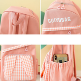 Sohiwoo 4Pcs Kawaii Backpack Set Preppy Style School Bag With Tote Bag & Crossbody Bag & Pencil Case