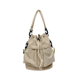 Sohiwoo Casual Large Capacity Bucket Bag Solid Color Drawstring Crossbody Bag All-Match Shoulder Bag