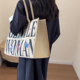 Sohiwoo Vintage Letter Print Tote Bag Large Capacity Shoulder Bag All Match Handbag & Shopping Bag