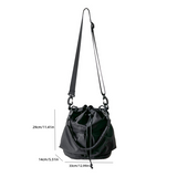 Sohiwoo Casual Large Capacity Bucket Bag Solid Color Drawstring Crossbody Bag All-Match Shoulder Bag