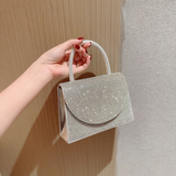 Sohiwoo Full Rhinestone Satchel Bag Shiny Flap Handbag Glitter Clutch Purse For Wedding Party Prom