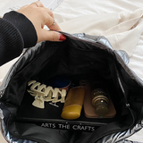 Sohiwoo Trendy Puffer Quilted Tote Bag Large Capacity Crossbody Bag Metallic Color Padded Shoulder Bag