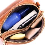 Sohiwoo Vintage Multi Layer Crossbody Bag Solid Color Zippr Shoulder Bag Round Multi Pockets Purses
