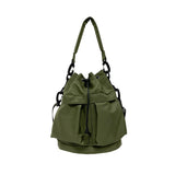 Sohiwoo Casual Large Capacity Bucket Bag Solid Color Drawstring Crossbody Bag All-Match Shoulder Bag