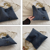 Sohiwoo 2pcs Washed Denim Versatile Shoulder Bag Set All-Match Crossbody Bag Satchel Bag