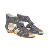 Sohiwoo  Women's Studded Hollow Out Buckled Sandals