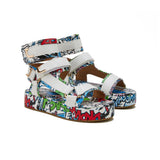 Sohiwoo  Womens Summer Sandals Vintage Graffiti Platforms Sandals Imily Bela