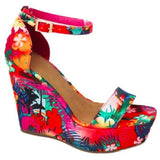 Sohiwoo  Imily Bela Printed Tropical Style Platform Sandals