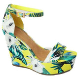 Sohiwoo  Imily Bela Printed Tropical Style Platform Sandals