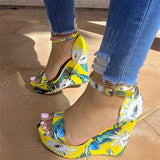 Sohiwoo  Imily Bela Printed Tropical Style Platform Sandals