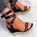 Sohiwoo  Women's Daily Sandals Numy Wedge Rock Studs Sandals Platform Shoes