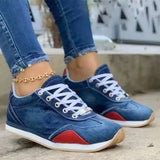 Sohiwoo  sneaker Denim Block Chunky Heel Sneakers