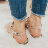 Sohiwoo  Womens Crystal Clear Fashion Sandals