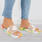 Sohiwoo Women Cute Clear Cloud Print Slides Slip on Flat Sandals Beach Slippers