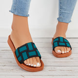 Sohiwoo Women Plaid Flat Mule Slide Sandals Holiday Beach Slippers