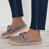 Women Penny Loafers Bowknot Slip on Flat Walking Shoes