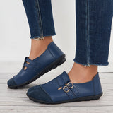 Sohiwoo Retro Round Toe Splicing Loafers Flats Walking Shoes