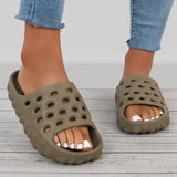 Sohiwoo Women Cut Out Slippers Thick Sole Slides Summer Beach Shoes