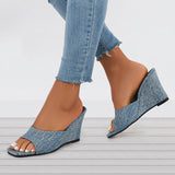 Sohiwoo  Open Toe Wedges Heel Mules Slip on Backless Sandals