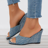 Sohiwoo  Open Toe Wedges Heel Mules Slip on Backless Sandals