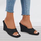 Sohiwoo  Open Toe Wedges Heel Mules Slip on Backless Sandals