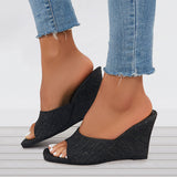 Sohiwoo  Open Toe Wedges Heel Mules Slip on Backless Sandals