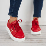 Sohiwoo  Casual Low Top Flatform Sneakers Lace Up Walking Shoes