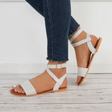 Sohiwoo  Summer Ankle Strappy Flat Sandals Open Toe Beach Shoes