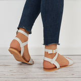 Sohiwoo  Summer Ankle Strappy Flat Sandals Open Toe Beach Shoes