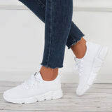 Sohiwoo  Breathable Knit Lace Up Sneakers Platform Walking Shoes