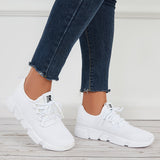 Sohiwoo  Breathable Knit Lace Up Sneakers Platform Walking Shoes