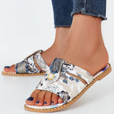 Sohiwoo Women Floral Printed Flat Slippers Open Toe Slide Sandals