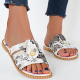 Sohiwoo Women Floral Printed Flat Slippers Open Toe Slide Sandals