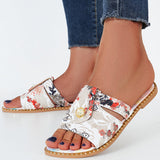 Sohiwoo Women Floral Printed Flat Slippers Open Toe Slide Sandals