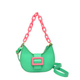 Sohiwoo Colorblock Crossbody Bag Fashion Zipper Shoulder Bag Chain Hobo Bag