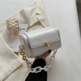 Sohiwoo Vintage Solid Color Crossbody Bag Gothic Style Chain Shoulder Bag Handbag For Work
