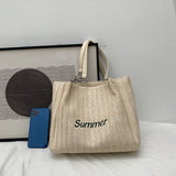 Sohiwoo Woven Straw Bag Boho Style Tote Bag Large Capacity Shoulder Bag For Travel Beach