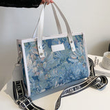 Sohiwoo Flower Printed Large Capacity Tote Bag All Over Floral Pattern Satchel Bag Casual Practical Commuter Bag