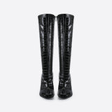 Sohiwoo Women Women Square-Toe Side Zip Boots