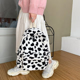 Sohiwoo Cow Pattern Plush Backpack