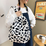 Sohiwoo Cow Pattern Plush Backpack