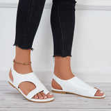 Sohiwoo Women Elastic Strap Toe Ring Flats Cutout Toe Loop Band Slide Sandals