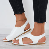 Sohiwoo Women Elastic Strap Toe Ring Flats Cutout Toe Loop Band Slide Sandals