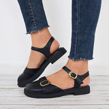 Sohiwoo Closed Toe Slingback Flats Low Heel Ankle Strap Sandals