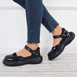 Women Mary Jane Closed Toe Platform Ankle Strap Shoes